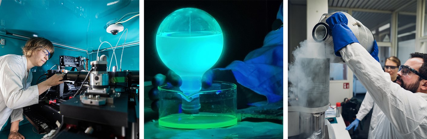 Drei Bilder zusammengeschnitten die den Studiengang Chemistry darstellen